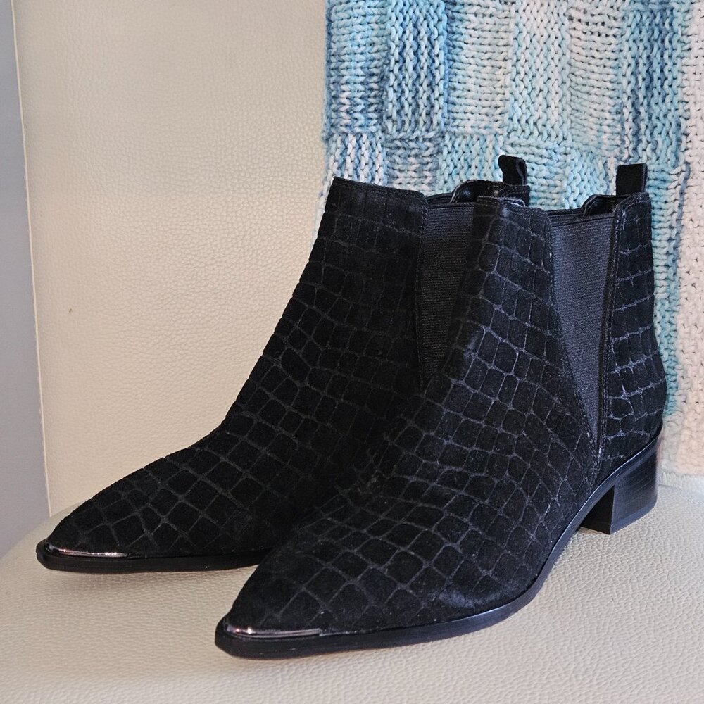 Marc Fisher Yale Pointy Chelsea Booties Suede Black